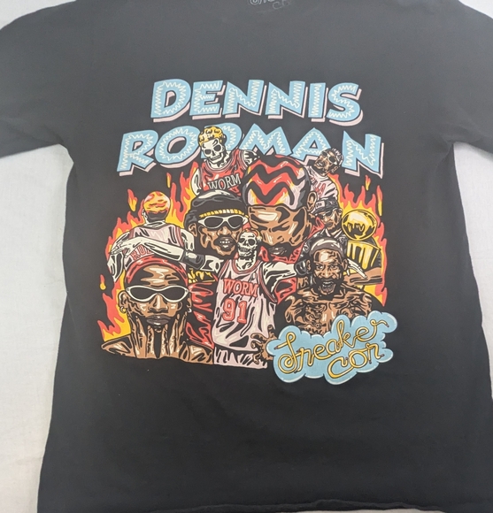 Dennis Rodman Sneaker Con Black T-shirt The Many Faces Of Dennis Small - Picture 1 of 5